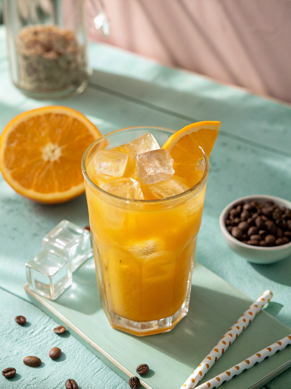 A refreshing glass of infused botanical water with citrus slices