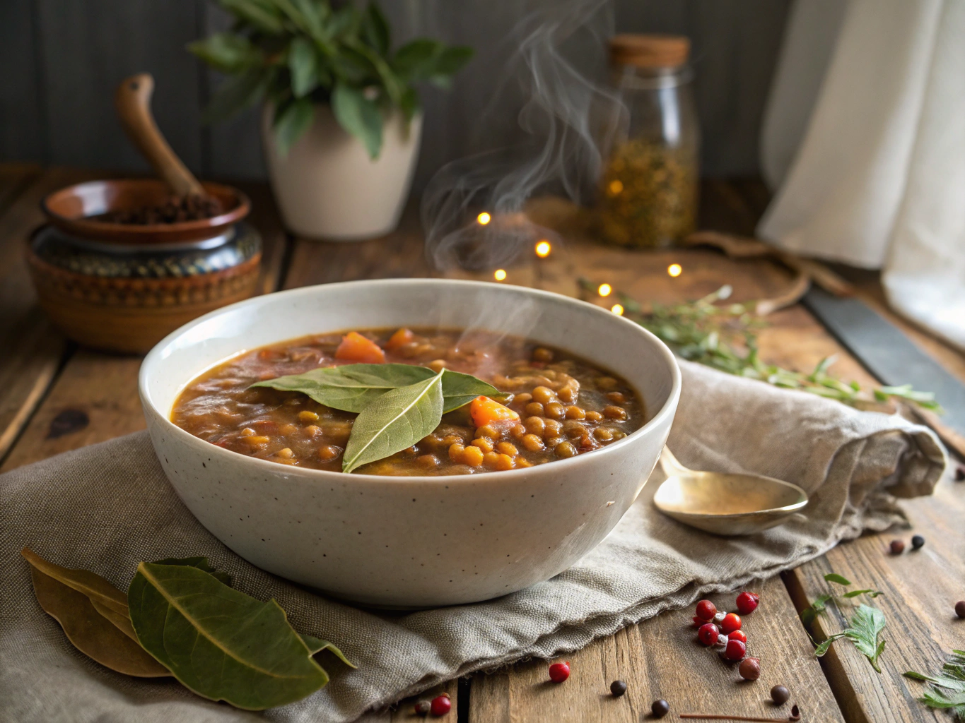 A steaming bowl of nutrient-dense seasonal soup